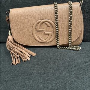 Gucci Brown Leather Crossbody Bag with Tassel